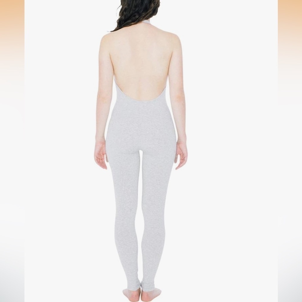 American Apparel Women’s Cotton Spandex Black Halter Romper Catsuit - Picture 10 of 10